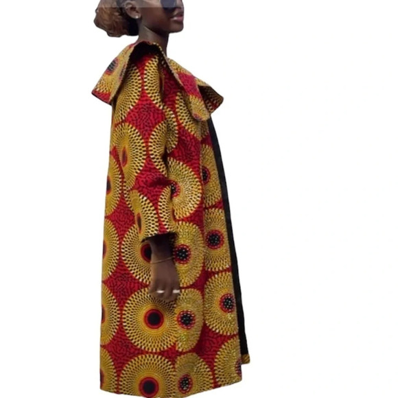 Kweenzyafrik Luxury  Ankara patterned studded cape open jacket Sz L - Picture 16 of 16